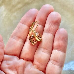 Vintage Swarovski Topaz octagon rhinestone drop earrings! NEW